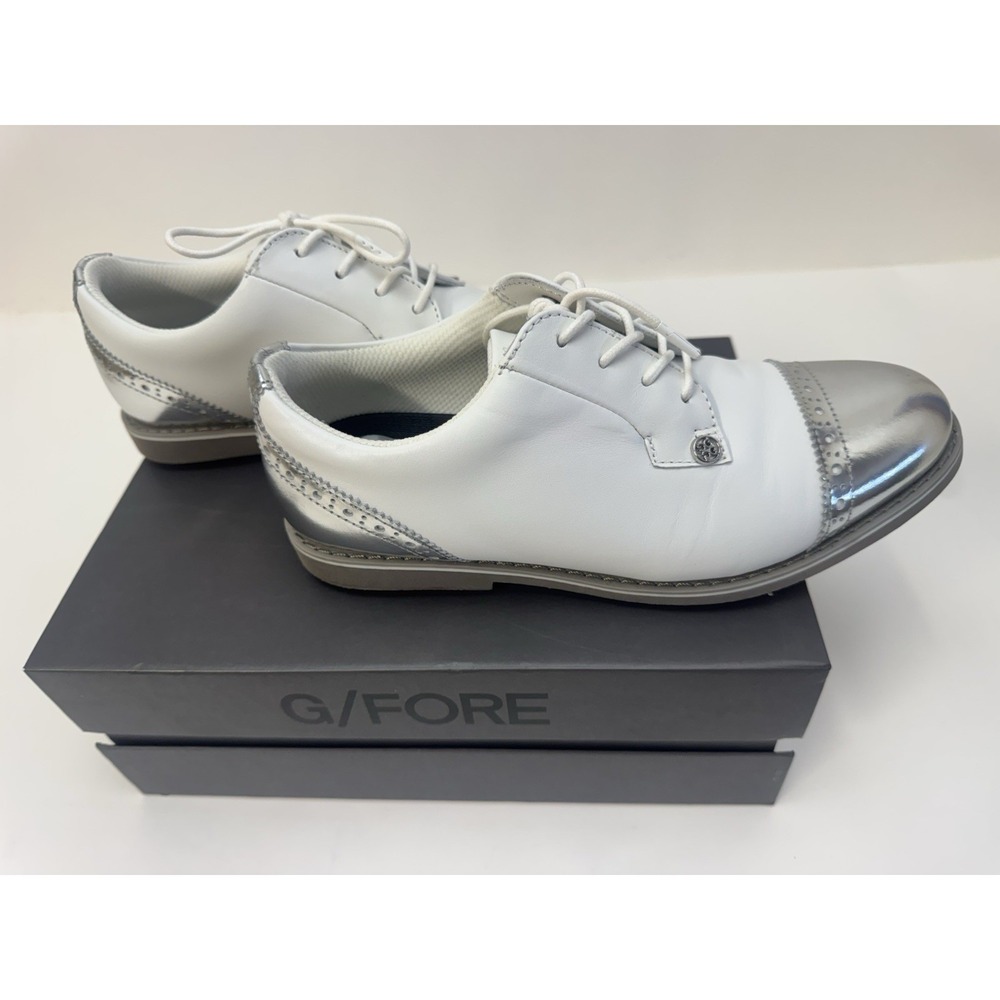 New G/FORE Gallivanter Cap Toe White Snow / Sharkskin Golf Shoes Size 7.5 NIB - Picture 9 of 10